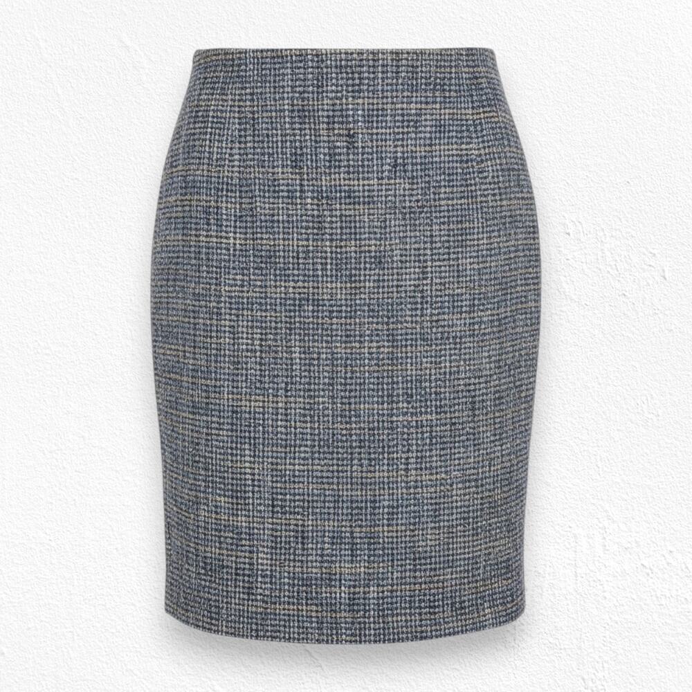 Calvin Klein Black Tweed Multicolor Woven Knit Pencil Knee Length Skirt Size 6